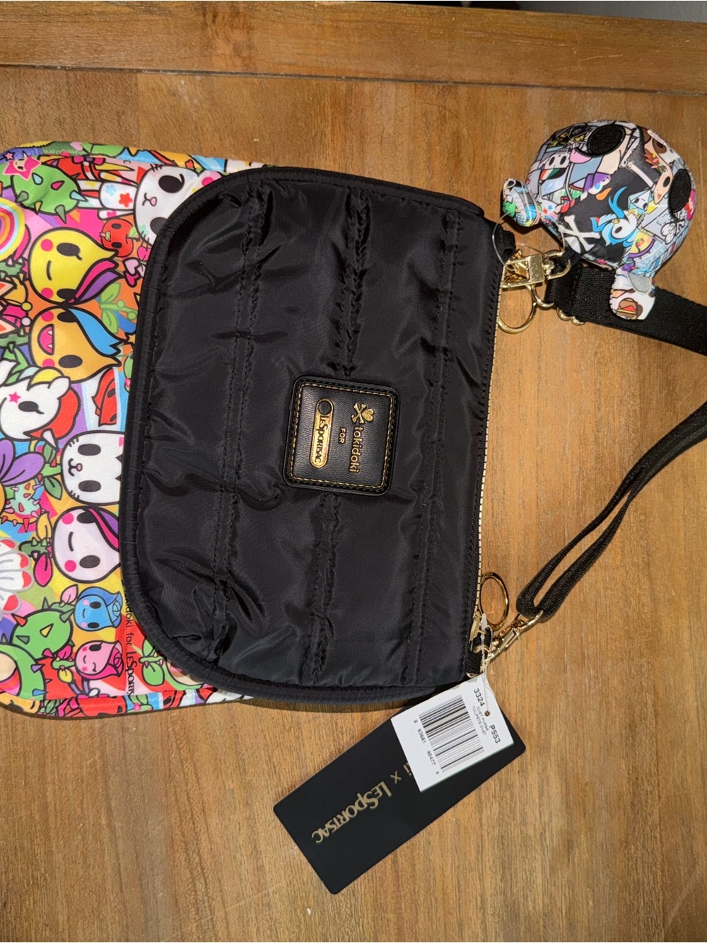 Lesportsac Black Front Crossbody with Multicolor Character Print